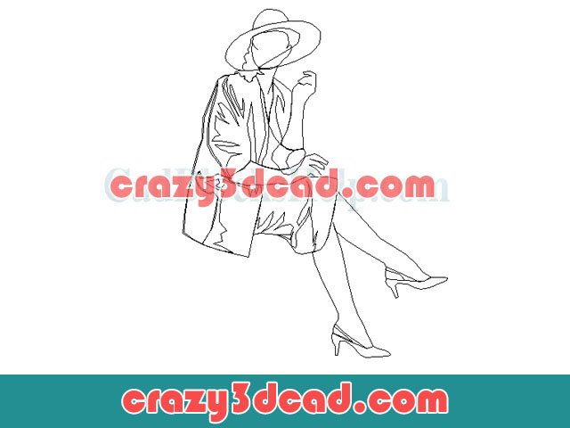 Hipster girl character cad blocks